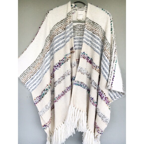 Anthropologie Fringe Kimono Cardigan Sweater OS Open Front Shunky Oversize Boho - Picture 6 of 16